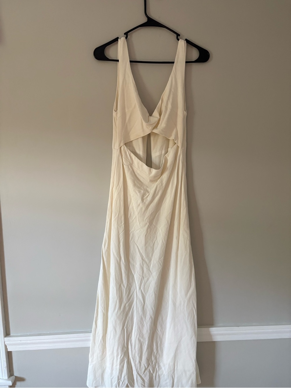 Petal & Pup Cream Sleeveless Maxi Dress with Draped Cutout Back